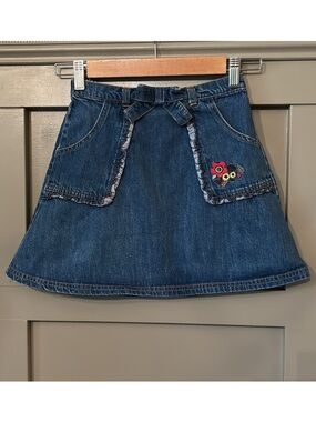 Disney Pocahontas Flower Embroidered Denim Skirt Cotton Girls Size 9 - 10